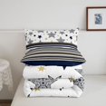 thumbnail image 5 of Manfei Cartoon Stars Print Queen Comforter Set,Vintage Striped Comforter Sets Queen,White Navy,Navy Blue Reversible,3pcs,1 Comforter and 2 Pillowcases, 5 of 7