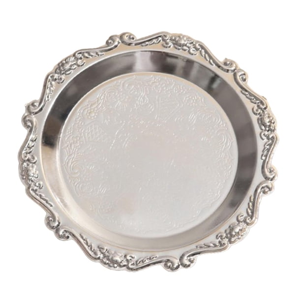 Bandeja portavelas, soporte para tartas, adorno elegante, bandeja para presentación de joyería, plato para servir postre, para granja, apartamento, 25cm Argenta