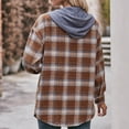 thumbnail image 5 of Azrian Cyber Sweaters Plus Size Women's Fashion Loose Plaid Printed Hooded Jacket XL,Brown, 5 of 5