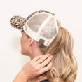 thumbnail image 2 of CC Faux Suede Leopard Criss-Cross Elastic Back Women's Ponytail Dad Cap Hat, 2 of 3