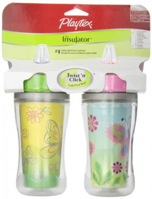Playtex Playtime 2pk Baby Toddler Insulated Spill-proof Spout Sippy Cups 12M+ 