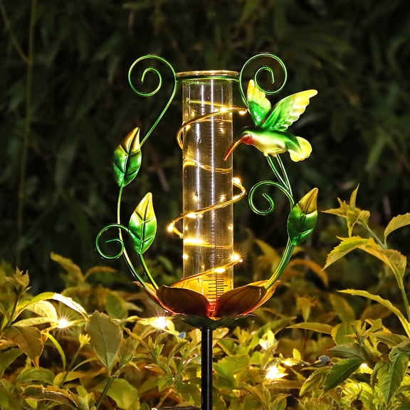 Wonder Garden Solar Powered Rain Gauge with LED Lights