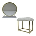 thumbnail image 5 of Acme Furniture Adao Vanity Mirror and Stool in White and Brass, 5 of 5