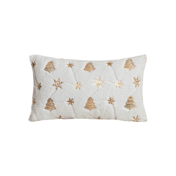 Teissuly Christmas Tree Embroidered Throw Pillow Cover, Snowflake Plush Throw Pillow Christmas Decorative Gift Cushion Cover Without Core Teissuly WER202311015403