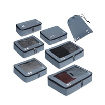 7 Pcs Packing Cubes for Travel Organizer Tear-Resistant with Number Icon Handle Storage Bags for Carry on Bag for Clothes Shoes, Grey