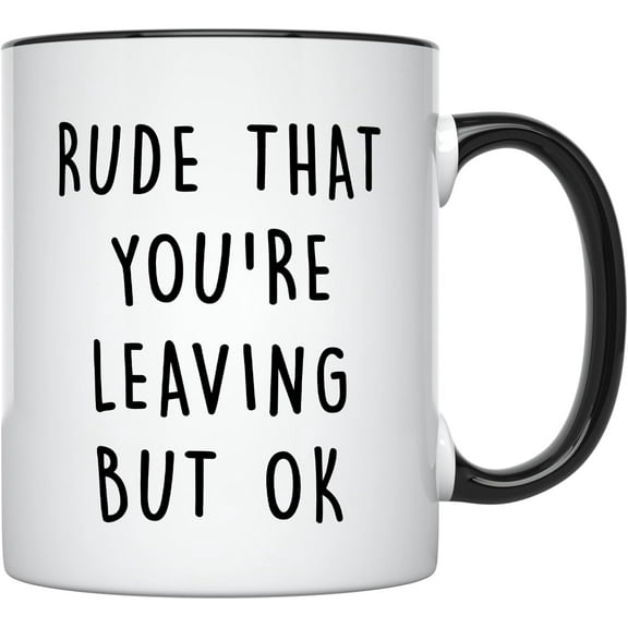 YouNique Designs Going Away Mug for Coworker, 11 Ounces, Farewell Coffee Cup, Coworker Leaving Mug for Men and Women, Farewell Gifts (Black Handle)