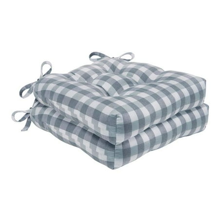 

16 x 15 x 3 in. Buffalo Check Tufted Chair Seat Cushions Grey