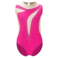 thumbnail image 7 of iiniim Little Girls' Athletic Dance Bodysuit Tank Top Shiny Rhinestone Biketards One Piece Activewear Hot Pink 14, 7 of 7