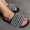 thumbnail image 4 of CEHVOM Chaussons d'Été pour Femmes Mode Perle Chaussures Plates Décontractées avec Facettes, 4 of 6