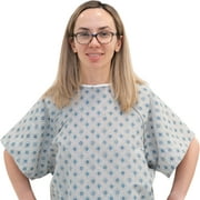 2 Pack - Blue and White Hospital Gown with Back Tie - One Size Fits All