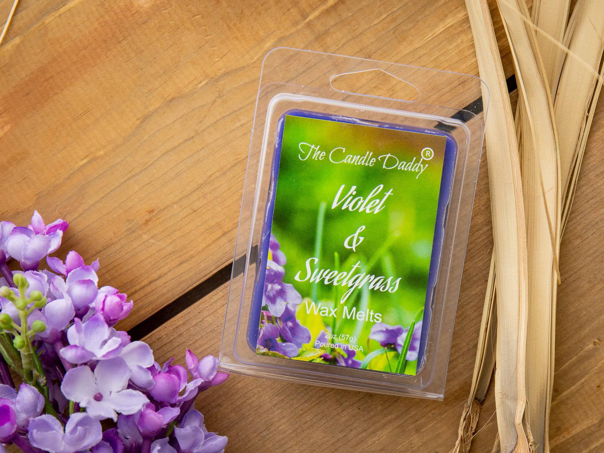 Violet and Sweetgrass -  Wildflower and Fresh Cut Grass Scented Melt- Maximum Scent Wax Cubes/Melts- 1 Pack -2 Ounces- 6 Cubes