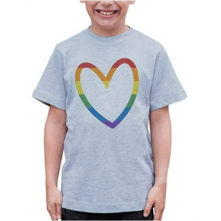 

7 ate 9 Apparel Kids Pride Shirts - Rainbow Heart Grey T-Shirt 4T