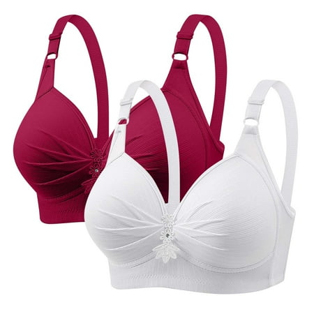 Itsame 2 Pack Everyday Casual Bra Set Womens Full Support Bra Breathable Standard Straps Wireless Comfort Bralette Multicolor Size M