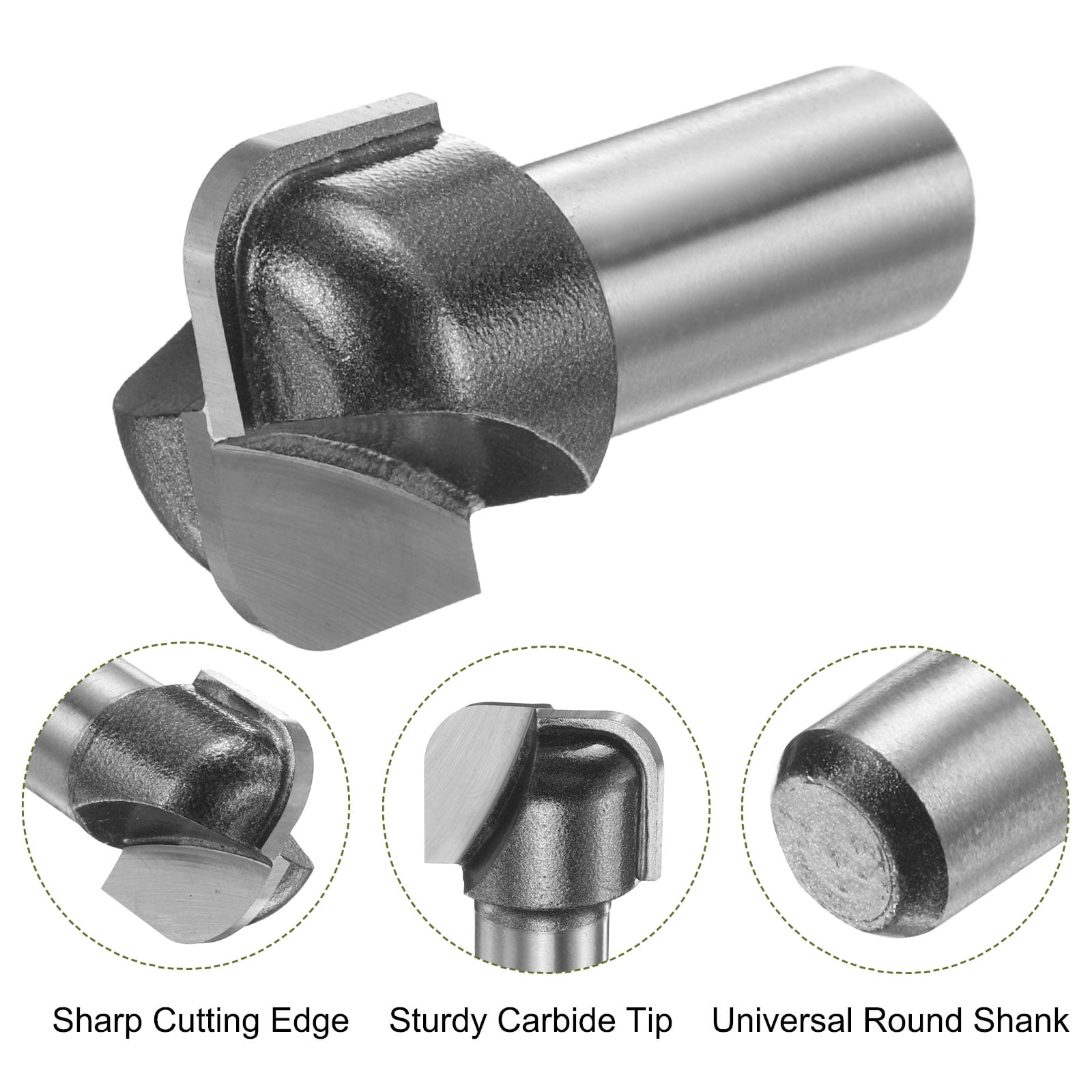 Uxcell 5Pcs Bowl and Tray Bit Set Cutting Diameter 1/2" Shank Radius Carbide Tipped Carving CNC Router Bits for Woodworking Milling