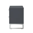 thumbnail image 6 of Nicole Miller Side Table Nightstand Varelli 2 Drawers Chrome Metal Handle/ Base, Dark Grey/Chrome, 6 of 9