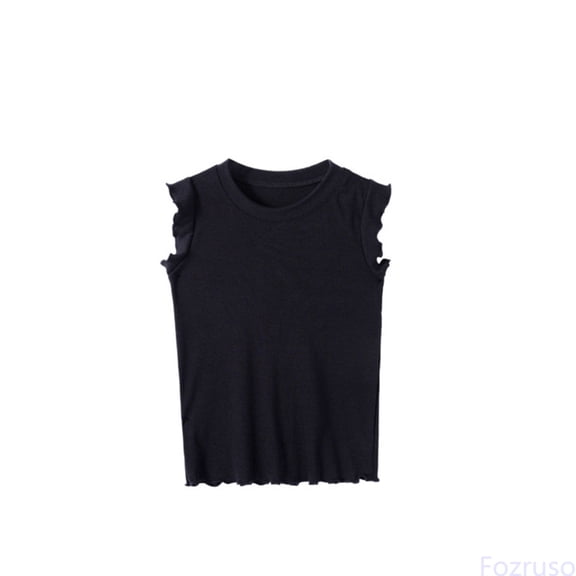 Fozruso Girls Summer Tops Short Sleeve Round Neck Blouse Casual Outfit Playful Tee For Everyday Wear Comfortable Stretchy Fabric Age 4 10 Summer Tops,Sizes 4-5 Years Black