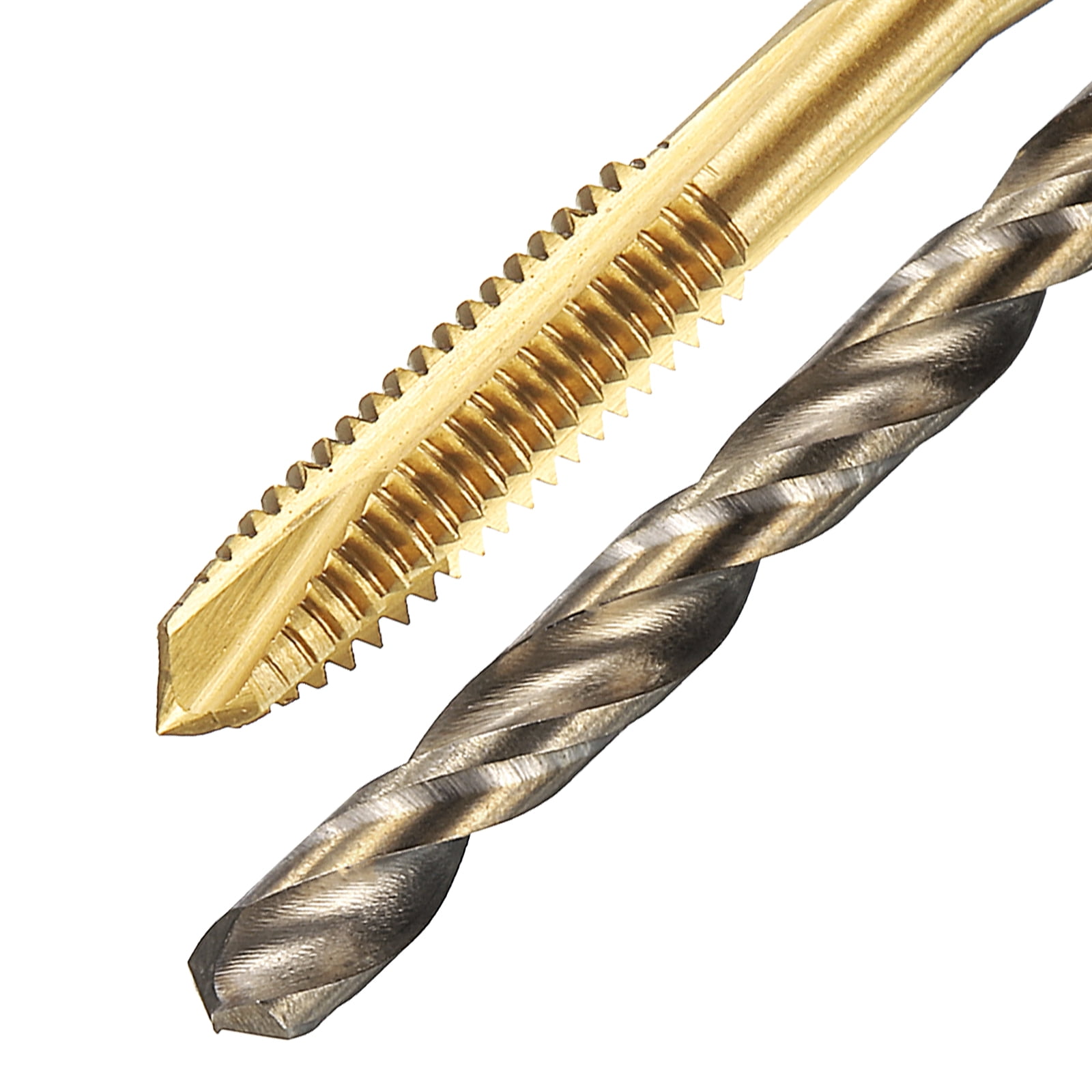 Uxcell Tap and Drill Bit Set, 5pcs M4 x 0.7 Metric Spiral Point Thread Screw Taps & 5pcs 3.3mm Twist Drill Bits, Titanium Coated/Roasted Yellow HSS-6542/M35 HSS-CO Tapping Threading Tool