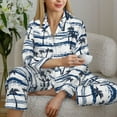 thumbnail image 5 of KLL Retro Coconut Tree Print Women's Long Sleeve Pajamas with Pants Sleepwear Loungewear 2 Set-XX-Large, 5 of 7