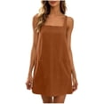thumbnail image 4 of Kukoosong Women's Wide Strap Square Neck Tank Mini Dress, Solid Color Loose Sleeveless A-Line Dress with Pocket, Casual Short Summer Shift Sundress, 4 of 7