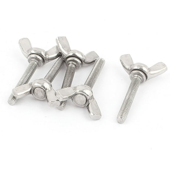Uxcell 4mmx25mm Hardware Replacement 304 Stainless Steel Winged Screw Bolts (5-pack)
