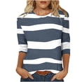 thumbnail image 2 of Royisotas Striped Tops Women Casual 3/4 Sleeve Summer Navy Womens Tshirts Loose Crew Neck Comfortable Womens Shirts, 2 of 5