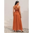 thumbnail image 7 of Women's Crisscross Back Smocked Square Neck Maxi Dress for Summer Events with Flowy Soft Fit 70% viscose 30% linen, 7 of 7