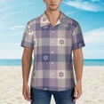 thumbnail image 2 of Disketp Hawaiian Shirts For Men,Purple Floral Gingham Check Plaid Print Mens Casual Short Sleeve Button Down Shirts Beach Shirt, 2 of 7