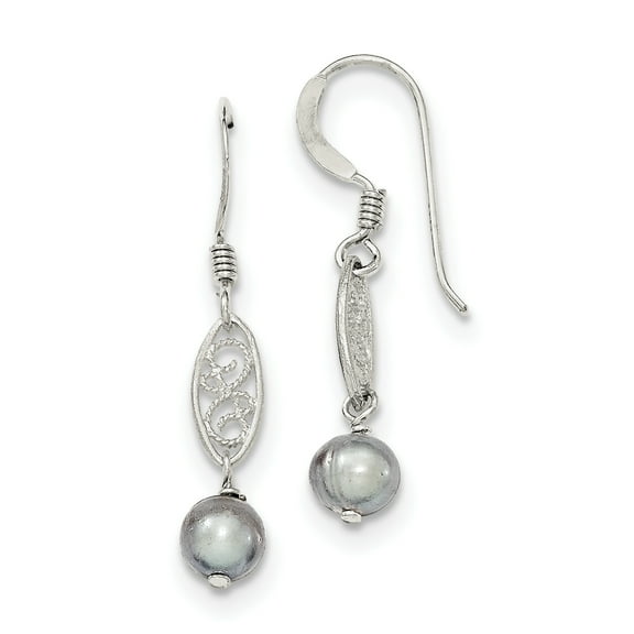 Primal Silver Sterling Silver Grey Freshwater Cultured Pearl Dangle Earrings