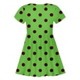 thumbnail image 4 of Robe d'Été pour Filles Robe d'Été à Pois pour Enfants Robe Décontractée à Manches Courtes Douce et Respirante Verte 6 Ans-7 Ans, 4 of 4