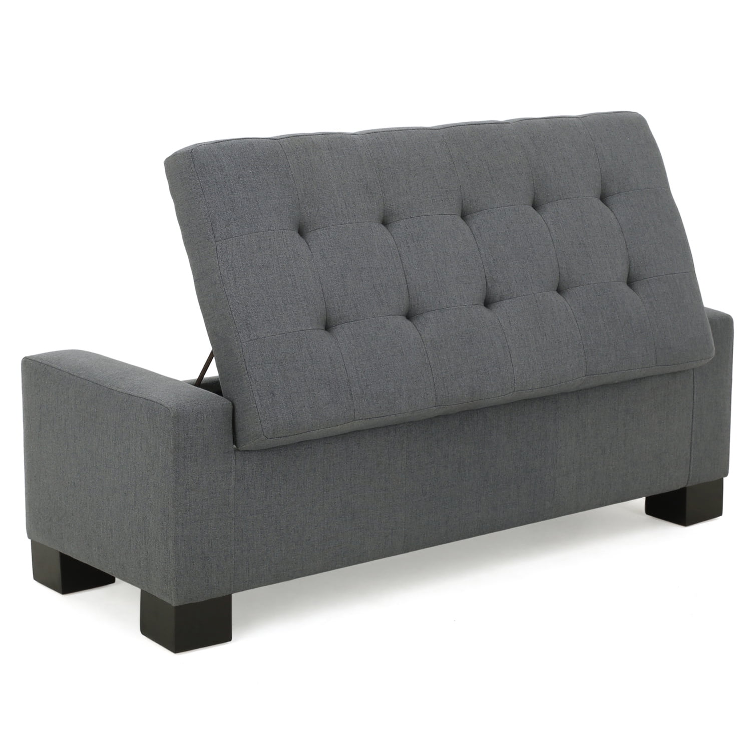 Lisonu Guernsey Storage Ottoman Bench with Hidden Storage, Grey Upholstered Polyester, Coffee Table & Accent Seat for Living Room, Entryway or Bedroom — 50.25L x 20W x 16.75H