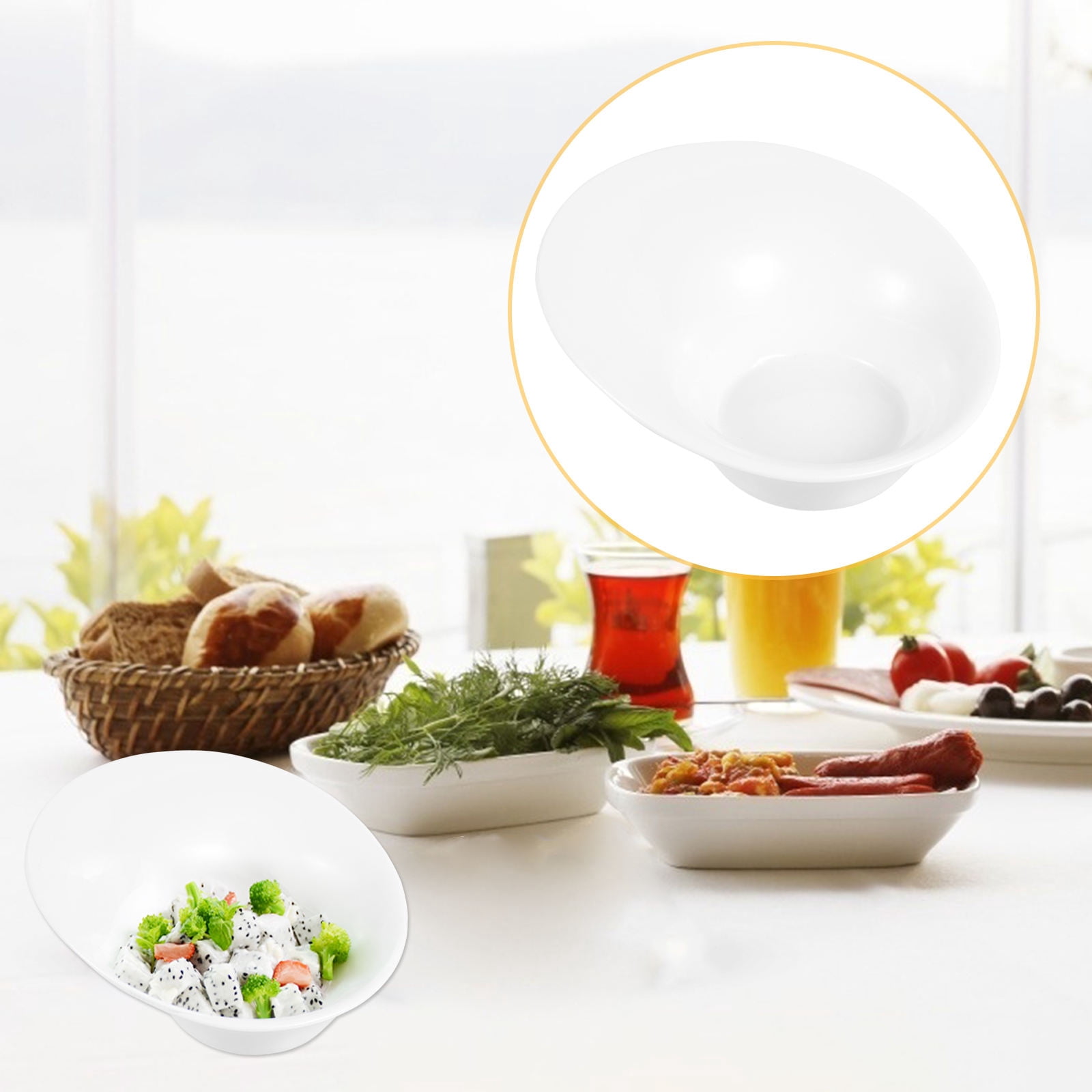 ULTNICE White Ceramic Bowl for Home Use Safe and Odorless with Material 8 Inches