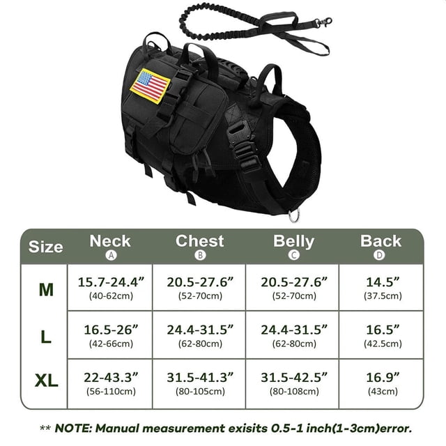 Tactical Dog Harness Leash Durable Military Dog Harness Vest MOLLE For Large Dogs erman Shepherd Training Harnesses With Pouches ShopWise Round