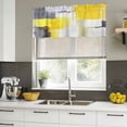 thumbnail image 4 of Yellow Grey Curtain Valances for Windows, Kitchen Valance Window Treatments Panel 2 Pack, Modern Abstract Art Geometric Oil Painted Rod Pocket Short Curtains for Bathroom Bedroom 60 x 18 Inch, 4 of 8