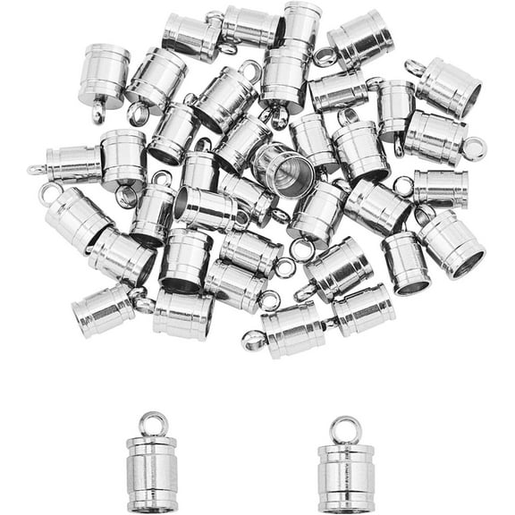 40pcs 2 Sizes 5mm/6mm Cord Ends 304 Stainless Steel End Caps Leather Cord Ends Terminators End Tip Bead Caps for DIY Jewelry Making Stainless Steel Color Silver