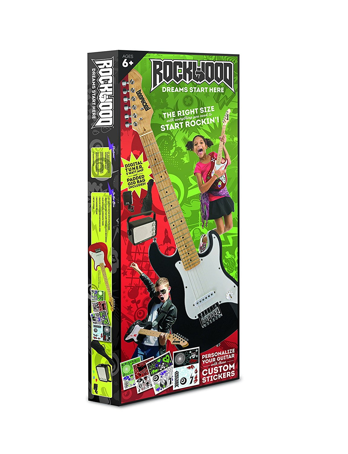 Hohner Rockwood 3/4 Electric Guitar Package w/ Amp,Tuner, Strap, Picks & Stickers - Black