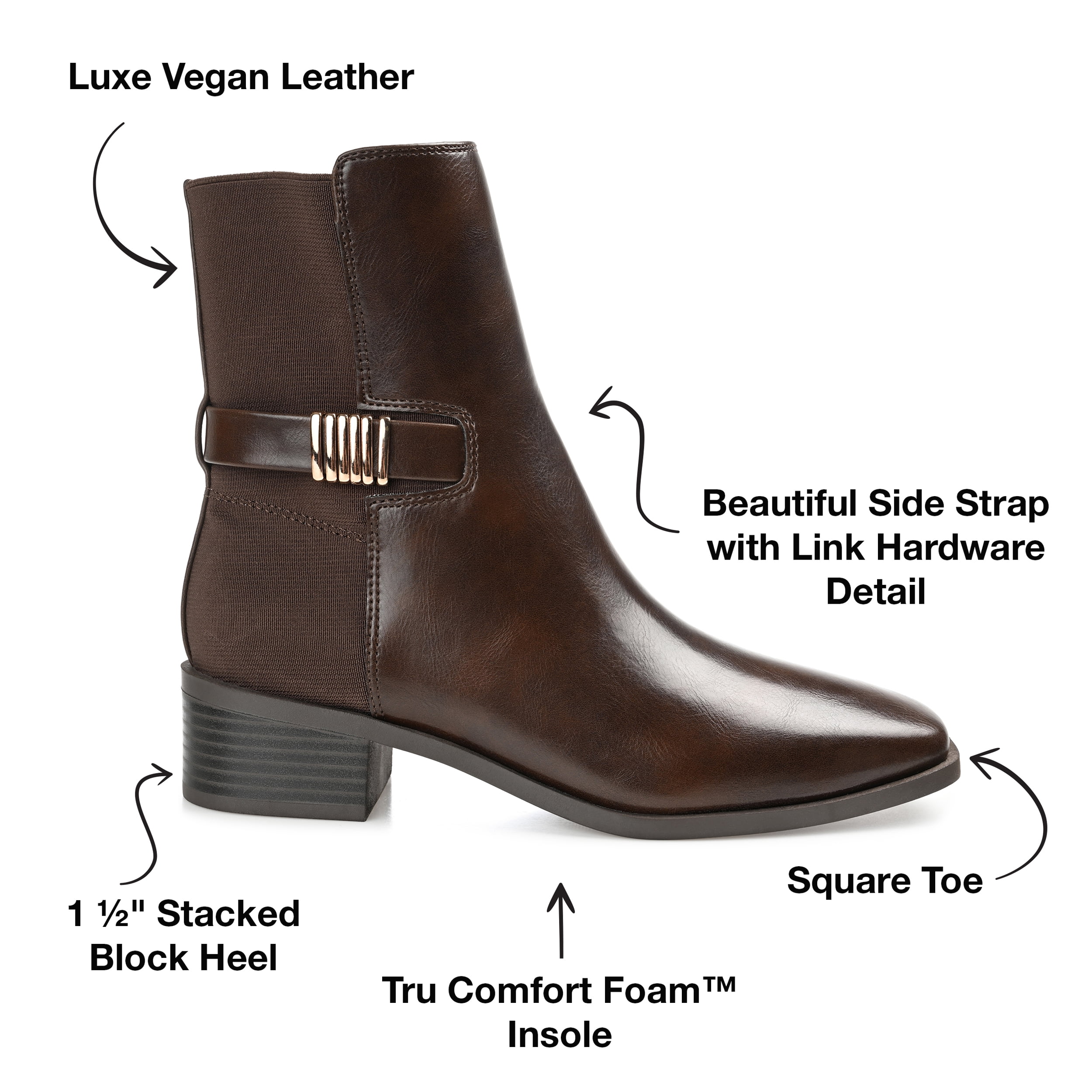 Journee Womens Aubrie Inside Zip Stacked Heel Booties, Widths Available