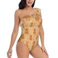 thumbnail image 3 of Sikiie Pineapples Print Women One Piece Swimsuits Tummy Control One Shoulder Bathing Suits Ruffle Swimwear, From S to XXL-X-Large, 3 of 6