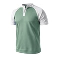 thumbnail image 5 of ZHOGXU Fashion Patchwork Short Sleeve O Neck Men's T Shirts With Button Comfortable Everyday Wear, 5 of 7