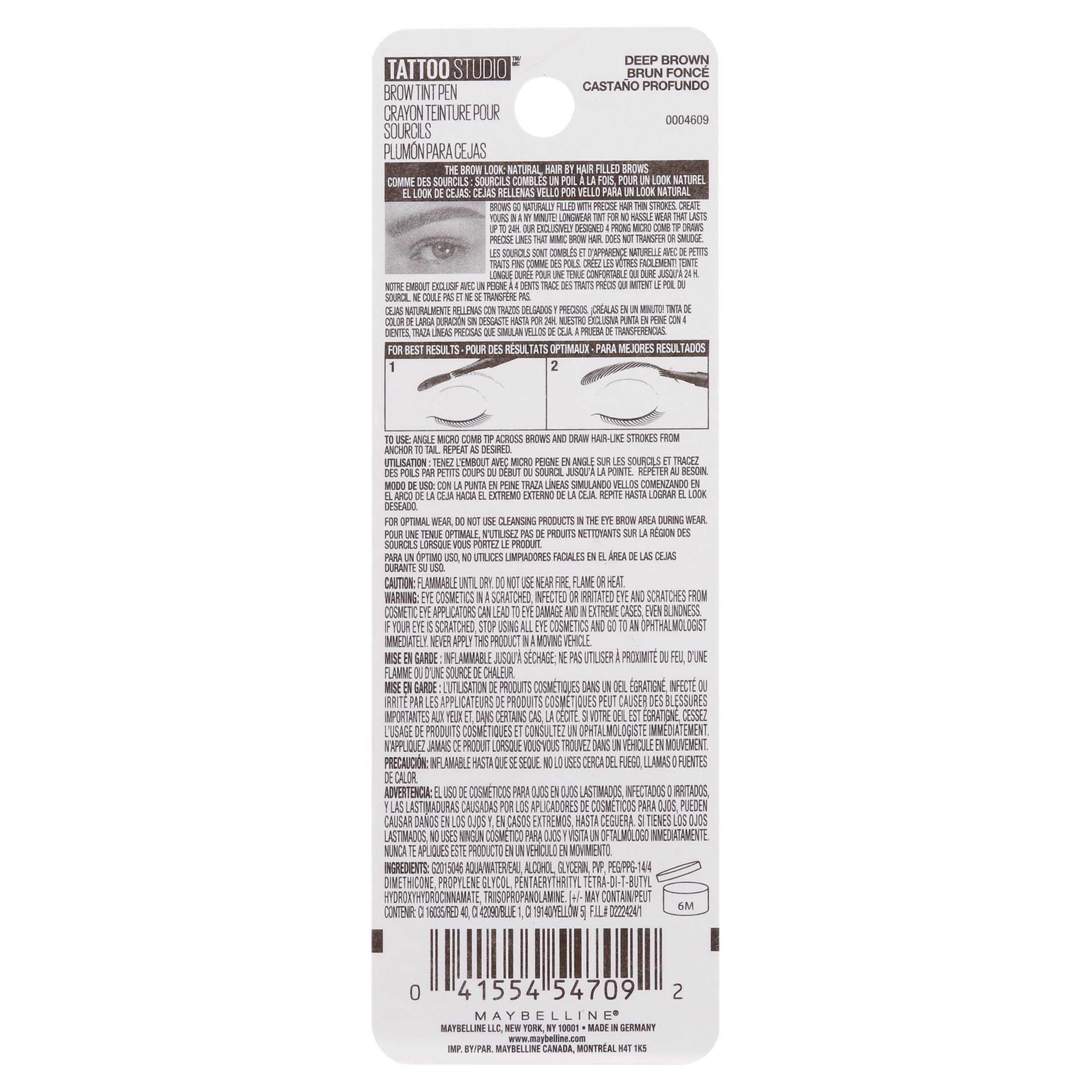 (2 pack) Maybelline Tattoo Studio Brow Tint Pen Makeup, Deep Brown
