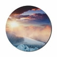 thumbnail image 1 of Winter Mouse Pad for Computers, Snowy Photography Winter Landscape Carpathian Region Ukraine Europe, Round Non-Slip Thick Rubber Modern Gaming Mousepad, 8" Round, Peach White Blue, by Ambesonne, 1 of 2