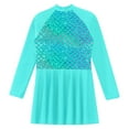 thumbnail image 4 of YONGHS Kids Girls Swimwear Cover Ups UPF 50+ Long Sleeve Rash Guard Swim Dress Beach Bathing Suit Green 6, 4 of 5