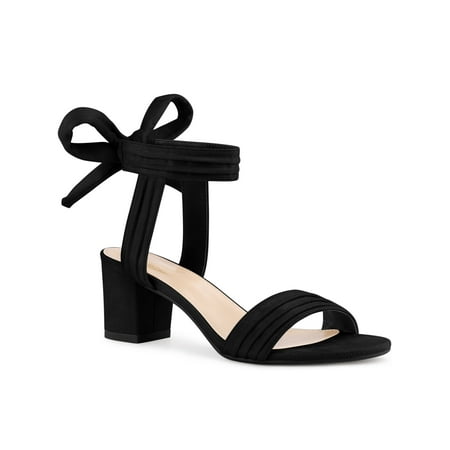 

Perphy Women s Open Toe Back Bow Chunky Heels Sandals