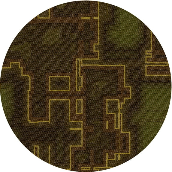 Ahgly Company Indoor Round Patterned Dark Bronze Brown Area Rugs, 6' Round