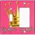 thumbnail image 2 of Metal Light Switch Wall Plate Outlet Cover (My Room My Rules Crown Pink Tilted - Single Toggle Single Rocker), 2 of 2