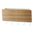 thumbnail image 2 of Japanese Wall Mounted Key Holder Wood with 5 Hooks Punch Free Multifunction Key Hanger for Home Natural Wood Color, 2 of 12