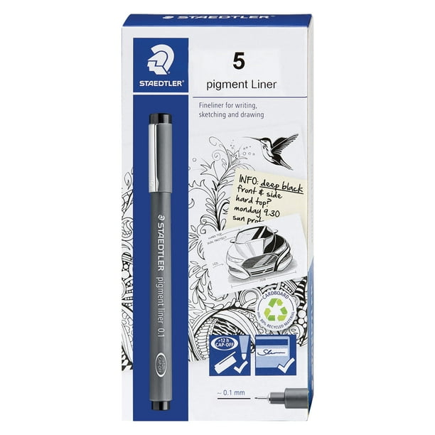 Marcador STAEDTLER Pigment Liner 0.1 mm Negro Paquete de 5