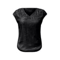 thumbnail image 5 of Women's Sequin Tank Top, Sparkly V-Neck Sleeveless Going Out Top for Women, Elastic Glitter Party Tops for Club, Holiday, Date Night and Evening Wear Black, 5 of 5