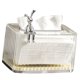 thumbnail image 2 of Tissue Box Holder Large Opening Auto Lifting Spring Home Tissue Dispenser for Bathroom Vanity Countertop Clear Body Creamy Base, 2 of 5