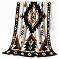 thumbnail image 2 of Black Diamond Geometric Pattern, Rustic Desert Style for Geometric Fans, Autumn Pumpkin Sofa Scene and Housewarming Gift, Cozy Flannel Blanket for Cabin and Living Room, Home Decor, 2 of 9
