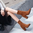 thumbnail image 5 of Tuphregyow New Women's Black Fashion Pointed Toe Short Boots with Elastic Slim and High Thick Heel for Fall and Winter Brown 39, 5 of 7